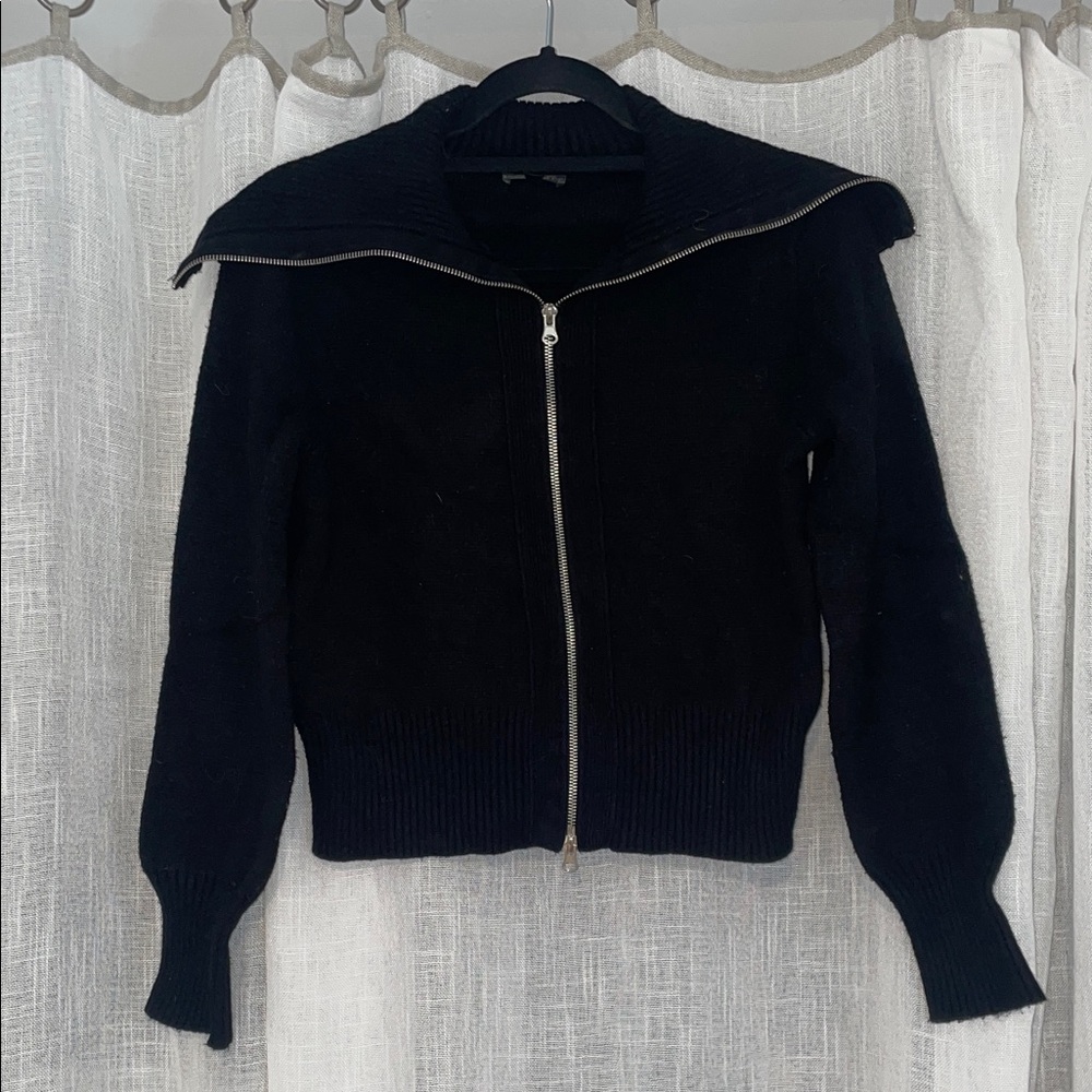 Black Double Zip-Up Sweater